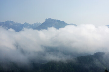 Fototapeta na wymiar The view from the trekking route to Sarstein mountain, Upper Austria region