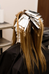 highlighting the hair with foil. Rear view