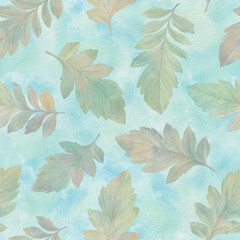 Fototapeta premium Watercolor seamless pattern autumn leaves. Abstract autumn background. Hand drawn illustration. Design for wedding invitations, greeting cards, wallpapers, wrapping paper.