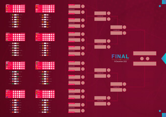 Tournament bracket of World Football Competition, flags of participants countries.