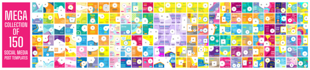 Mega collection of 150 social media post design template	
