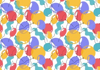 Festive cartoon seamless balloons pattern for wrapping paper and fabrics and linens and birthday packaging