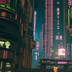 cyberpunk neon cityscape