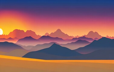 Naklejka na ściany i meble colorful silhouette of a landscape