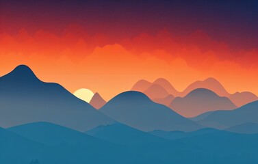 Fototapeta na wymiar colorful silhouette of a landscape