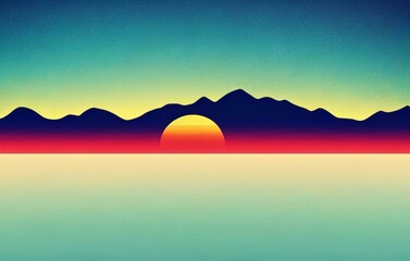 Naklejka premium colorful silhouette landscape illustration