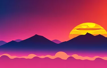 Crédence de cuisine en verre imprimé Roze colorful silhouette landscape illustration