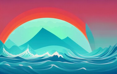 Fototapeta premium colorful silhouette landscape illustration