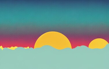 colorful silhouette landscape illustration