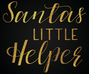 Santas little helper golden calligraphy design banner 
