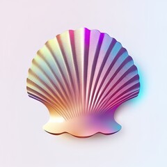 Fototapeta premium Trendy gradient scallop shell isolated on white background. Trendy fashion style. Minimal design art. 3d illustration.