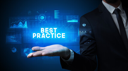 Hand of Businessman holding motivational message