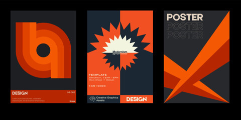 New aesthetics of modernism in poster design vector cards. Brutalism inspired graphics. Great for branding presentation, album print, website header, web banner