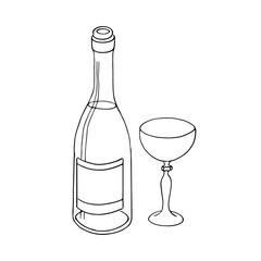 thin line bottle. glass. modern simple lineart graphic art design isolated. illustration. vector