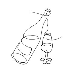 thin line bottle. glass. modern simple lineart graphic art design isolated. illustration. vector