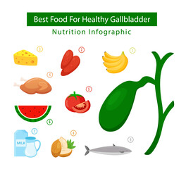 Best food for health gallbladder nutrition, health food illustration, nutrition infographic concept