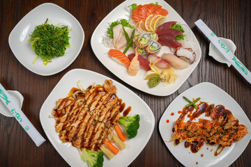 Japanese food flat lay