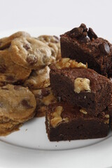 chocolate chip cookies and walnut and dark chocolate brownies