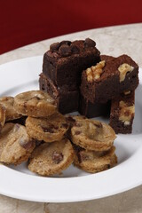 chocolate chip cookies and walnut and dark chocolate brownies