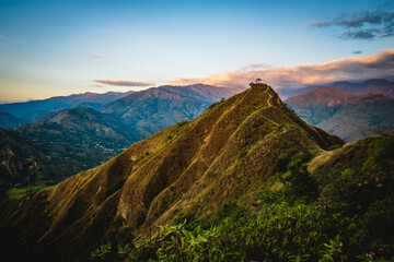 Fototapeta na wymiar andes mountains in Latin America at sunset 
