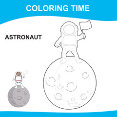 Easy coloring worksheet. Activity sheet for children. Coloring book design for children. Kid’s dream job. Coloring astronaut. Vector file.