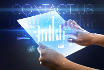 Hand holding futuristic, business concept