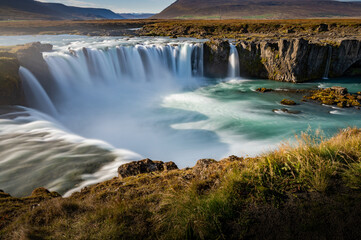 Fototapeta na wymiar The famous and beautiful Godafoss, powerful waterfall in Iceland.