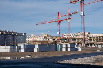Fototapeta na wymiar Development, new construction in Prague, new apartment buildings. Building a new construction.