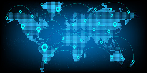 world map connection futuristic modern website background or cover page vector for technology and finance concept and education future company © KengVit14