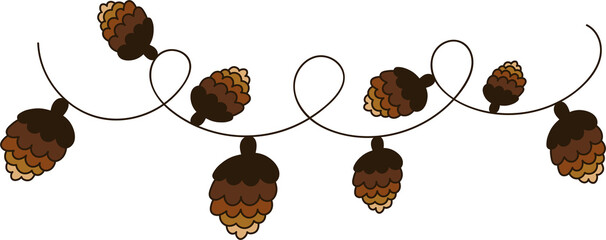 Christmas tree cones garland. Doodle simple art