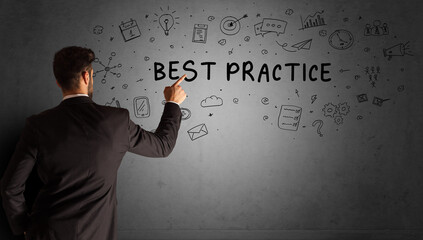 businessman drawing a creative idea sketch