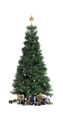 Fototapeta premium Christmas pine tree idea concept set isolate on white background with different angle. 3D Rendering 