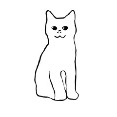 White cat on strip black and white background