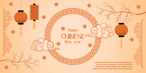 Happy Chinese New Year 2023, Rabbit zodiac sign on golden color background.