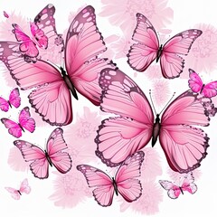 beautiful pink butterflies,isolated on a white