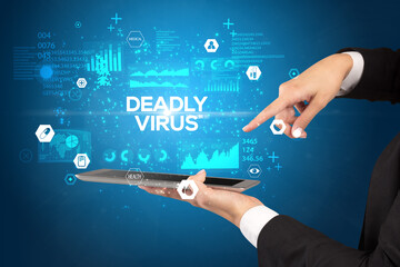 Close-up of a touchscreen with medical inscription