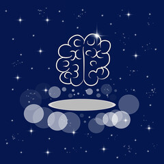 Obraz na płótnie Canvas Brain, mind, thinking, intellect, thought process. Banner, illustration with dark blue color background. New concept backdrop, glitter effect