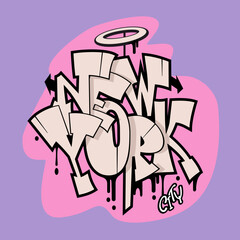 New York City graffiti style hand drawn lettering. Decorative vector text .