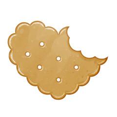 Watercolor heart shaped biscuit with bite clipart