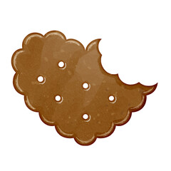 Watercolor heart shaped biscuit with bite clipart