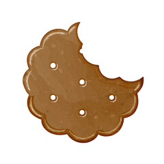 Watercolor gingerbread cookie biscuit with bite clipart