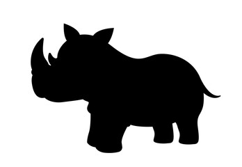 Dark silhouette of rhinoceros. Aesthetics and elegance, creativity and art. Large African animal. Savannah and fauna. Concept of wildlife. Poster o banner for website. Cartoon flat vector illustration