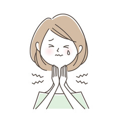 扁桃腺が腫れて痛い女性イラスト