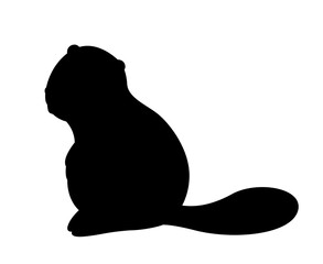 Dark silhouette of beaver. Forest dweller, fauna and biology, wild life. Poster or banner for website. Aesthetics and elegance, beauty. Reaction for messengers. Cartoon flat vector illustration