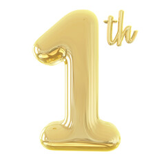 number 1th anniversary gold