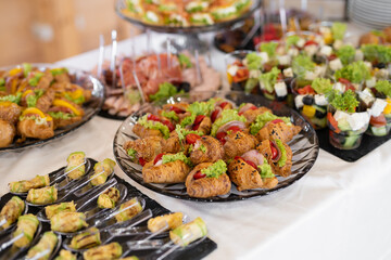 delicious holiday snacks on the table, the food is gourmet.