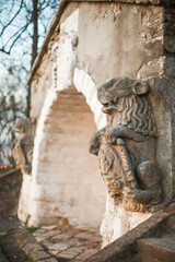 Ukraine, Lviv, historical lion sculpture, symbol of the city.