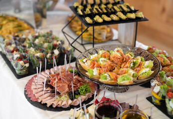 delicious holiday snacks on the table, the food is gourmet.