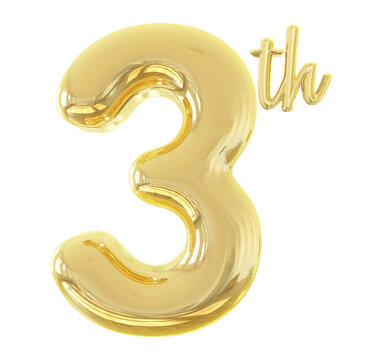 numbers 3th anniversary gold