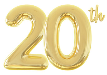 numbers 20th anniversary gold